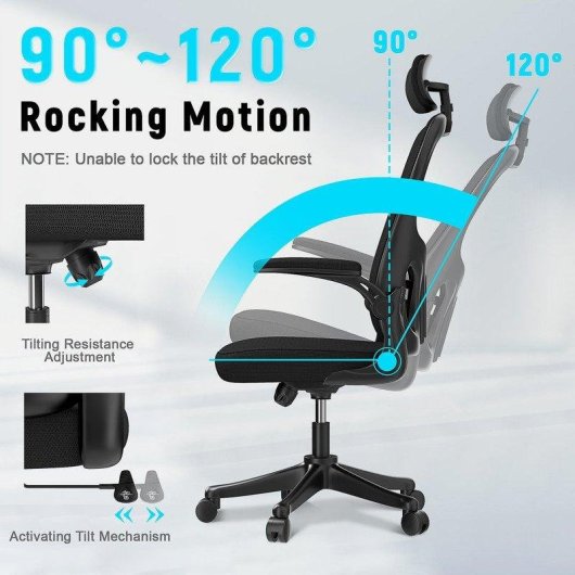 Chaise de bureau Naspaluro Ergonomique 2D Accoudoirs Repose-tete
