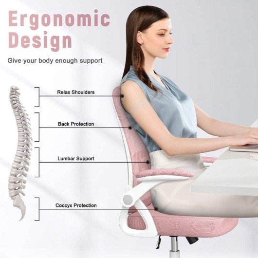 Chaise de bureau ergonomique Naspaluro Rosa avec roulettes