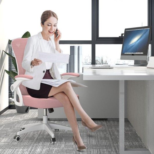 Chaise de bureau ergonomique Naspaluro Rosa avec roulettes