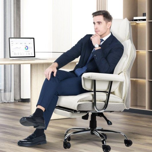Chaise de bureau Naspaluro cuir PU haut dossier repos-pieds