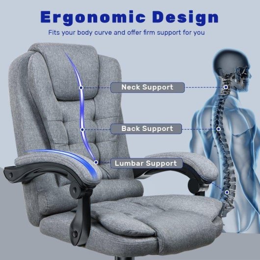 Chaise de bureau Naspaluro ergonomique avec accoudoirs
