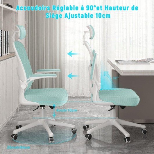 Chaise de bureau Naspaluro Ergonomique 2D accoudoirs reglables