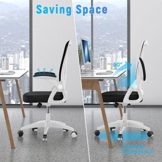 Chaise de bureau Naspaluro ergonomique réglable avec roulettes noir et blanc