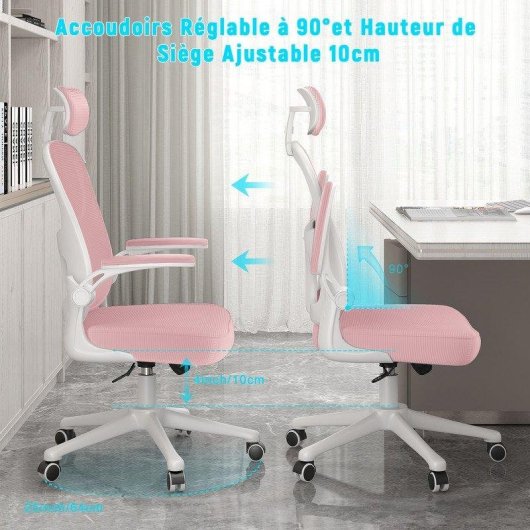 Chaise de bureau Naspaluro Ergonomique Rosa 2D