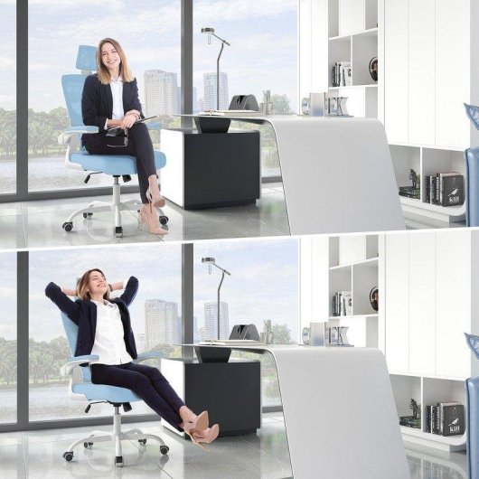 Chaise de bureau ergonomique Naspaluro Bleu accoudoirs pliants