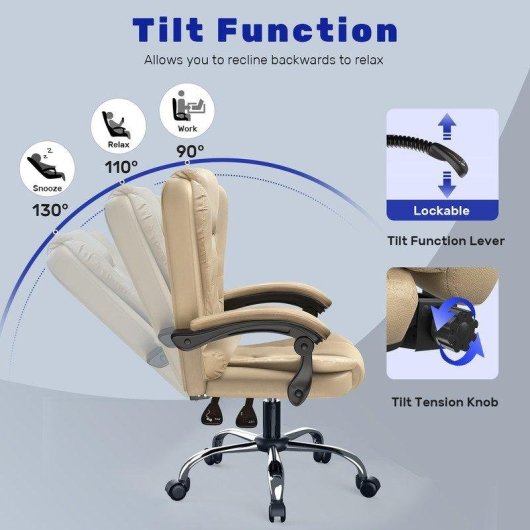 Chaise de bureau Naspaluro ergonomique réglable avec grand siège rembourré