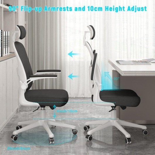 Naspaluro Ergonomischer Bürostuhl Weiß Mit 2D-Armlehnen