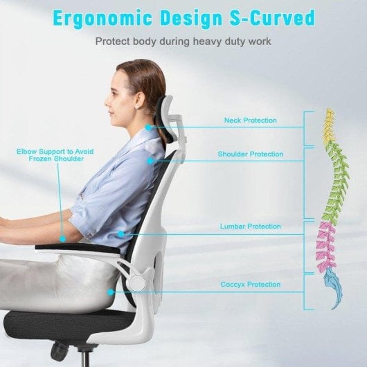 Naspaluro Ergonomischer Bürostuhl Weiß Mit 2D-Armlehnen
