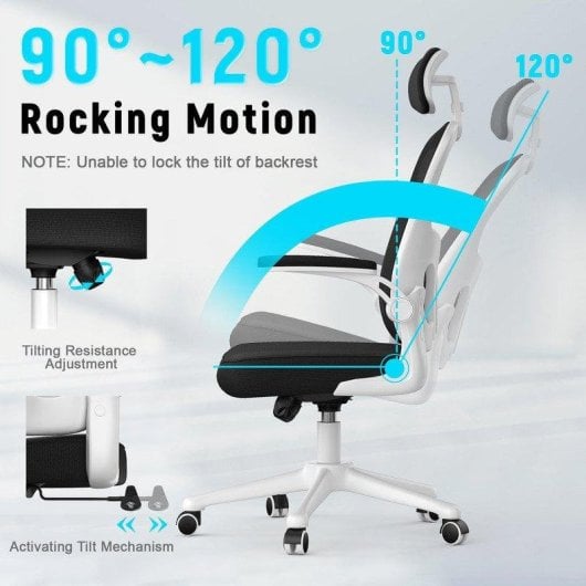 Naspaluro Ergonomischer Bürostuhl Weiß Mit 2D-Armlehnen