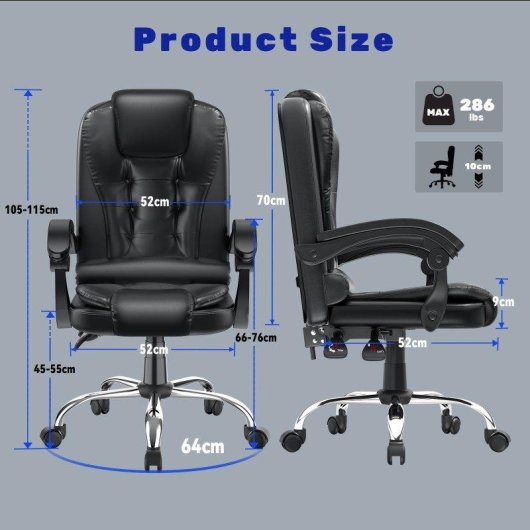 Chaise de bureau Naspaluro ergonomique réglable noire 360°
