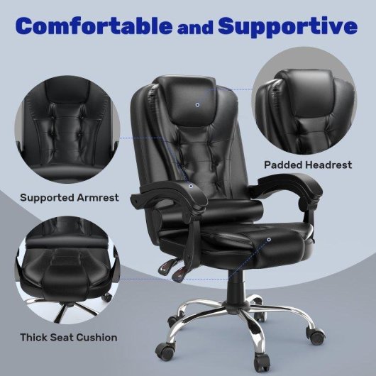 Chaise de bureau Naspaluro ergonomique réglable noire 360°