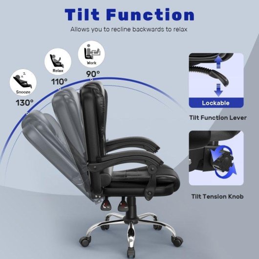 Chaise de bureau Naspaluro ergonomique réglable noire 360°