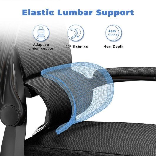 Chaise de bureau ergonomique Naspaluro avec accoudoirs rabattables et support lombaire