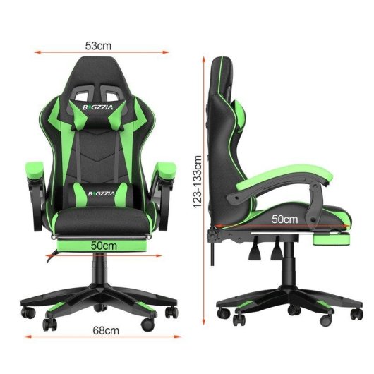Chaise de Bureau Naspaluro Ergonomique Gaming Cuir PU Repos-tête