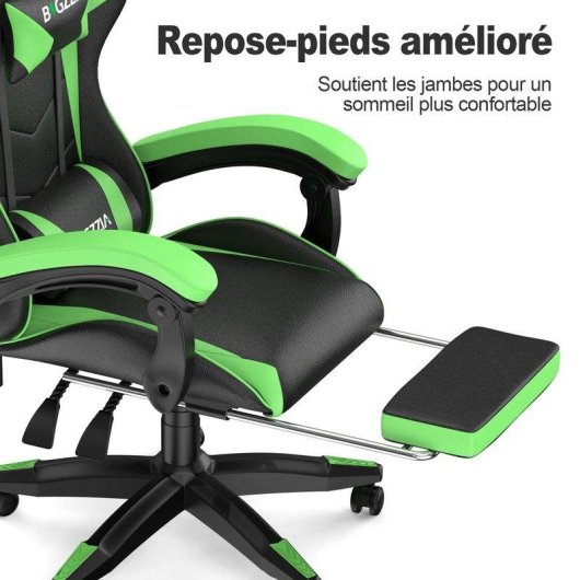 Chaise de Bureau Naspaluro Ergonomique Gaming Cuir PU Repos-tête