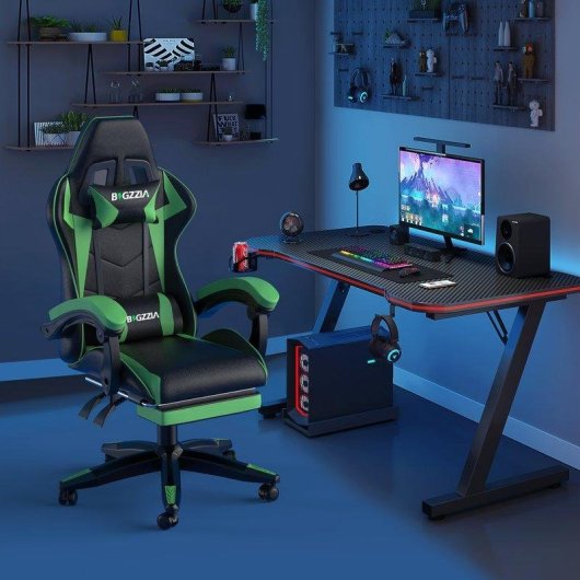 Chaise de Bureau Naspaluro Ergonomique Gaming Cuir PU Repos-tête