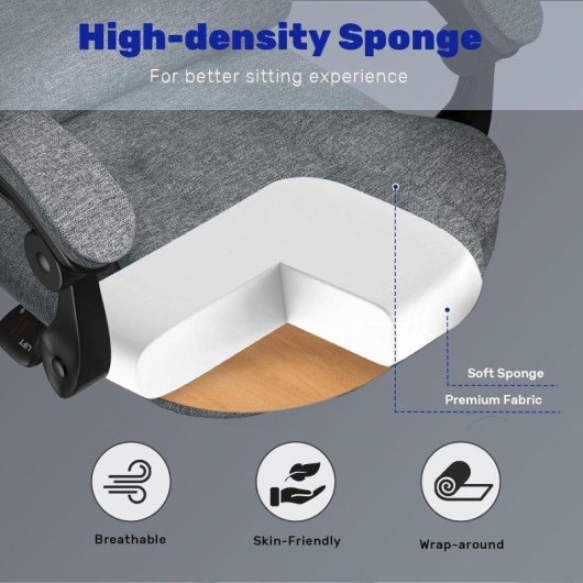 Chaise de Bureau Ergonomique Naspaluro avec Dossier Réglable et Pivotante 360° Noir-gris