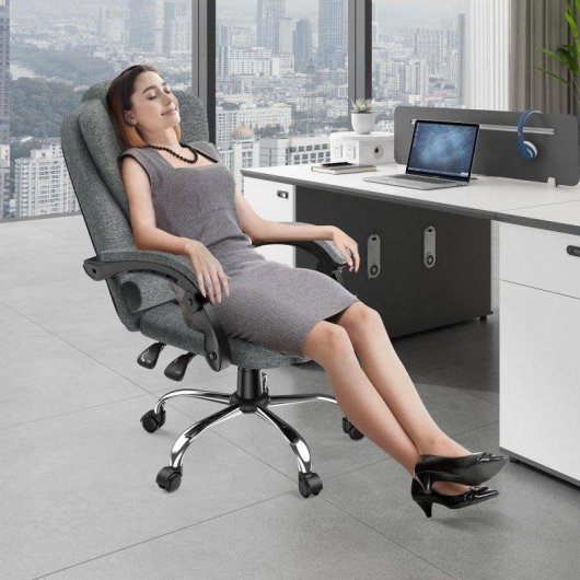 Chaise de Bureau Ergonomique Naspaluro avec Dossier Réglable et Pivotante 360° Noir-gris