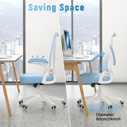 Chaise de Bureau Ergonomique Naspaluro avec Repos Tête Ajustable et Support Lombaire - Bleu