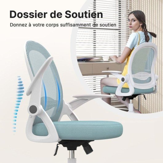 Chaise de Bureau Naspaluro Ergonomique Malla Respirante Vert Clair