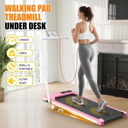 Cinta de Correr Plegable HomeFitnessCode 4 en 1 2,5 CV 130 kg Rosa