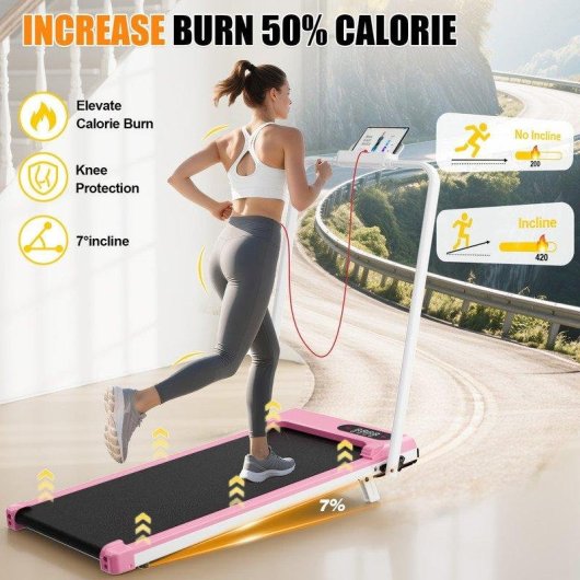 Cinta de Correr Plegable HomeFitnessCode 4 en 1 2,5 CV 130 kg Rosa