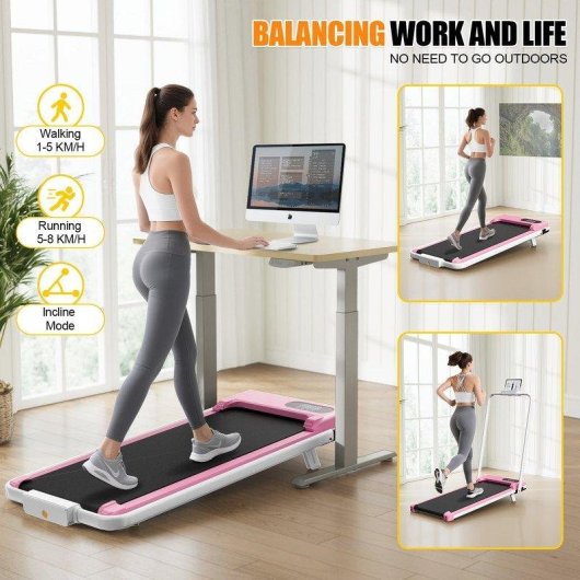 Cinta de Correr Plegable HomeFitnessCode 4 en 1 2,5 CV 130 kg Rosa