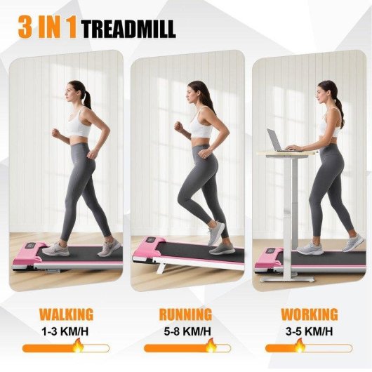 Cinta de Correr Plegable HomeFitnessCode 4 en 1 2,5 CV 130 kg Rosa