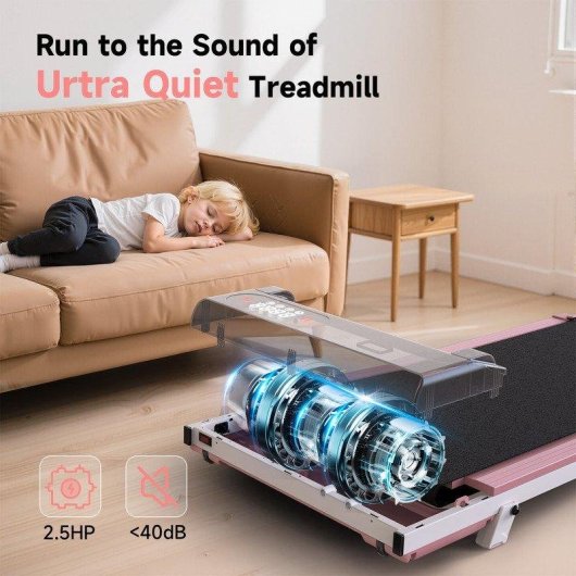 Cinta de Correr HomeFitnessCode 4 en 1 Inclinación 7% Velocidad 1-8 km/h Rosa