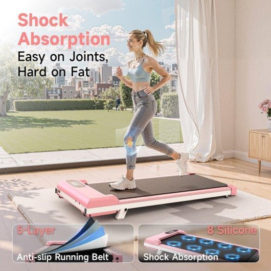 Cinta de Correr HomeFitnessCode 4 en 1 Inclinación 7% Velocidad 1-8 km/h Rosa