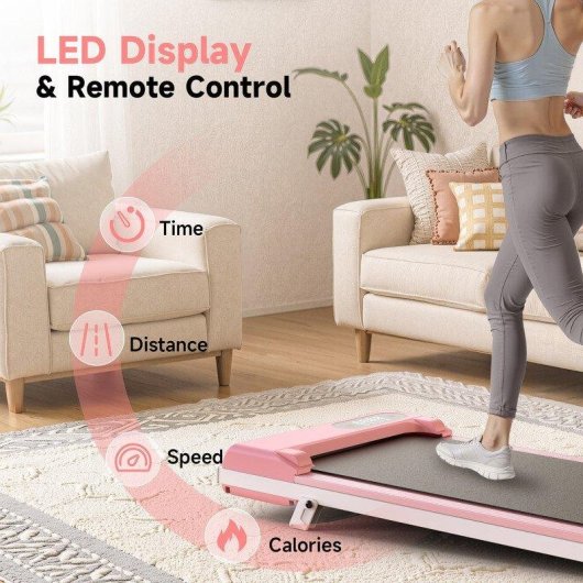 Cinta de Correr HomeFitnessCode 4 en 1 Inclinación 7% Velocidad 1-8 km/h Rosa