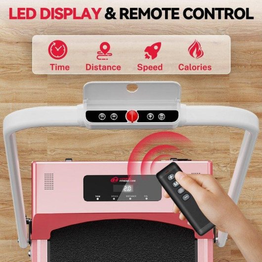 Cinta de correr HomeFitnessCode plegable 2.5 HP pantalla LED 120 kg rosa