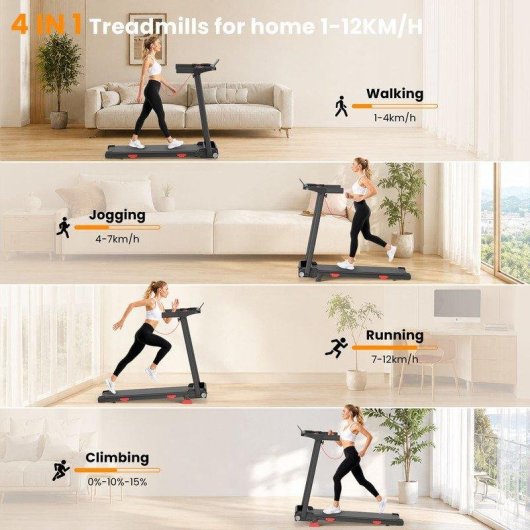 Cinta de Correr Plegable HomeFitnessCode 3.0 HP Inclinación 15% Bluetooth