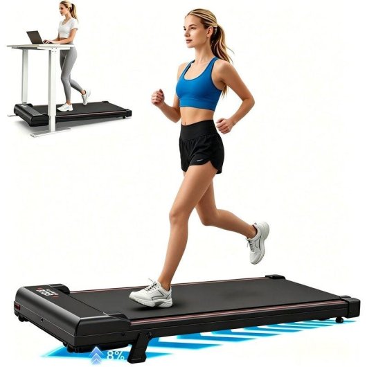 Cinta de correr HomeFitnessCode Walking Pad Negro con motor silencioso 2,5 HP e inclinación ajustable