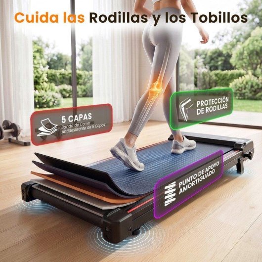 Cinta de correr HomeFitnessCode Walking Pad Negro con motor silencioso 2,5 HP e inclinación ajustable
