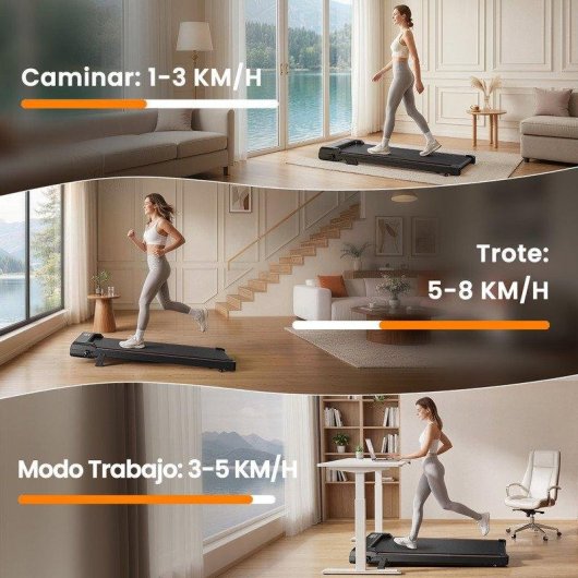 Cinta de correr HomeFitnessCode Walking Pad Negro con motor silencioso 2,5 HP e inclinación ajustable