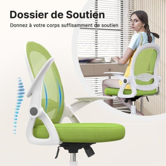 Chaise de bureau Naspaluro ergonomique réglable en hauteur vert