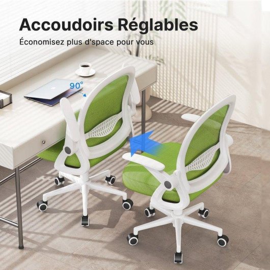 Chaise de bureau Naspaluro ergonomique réglable en hauteur vert