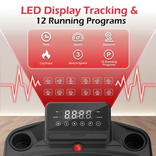 Cinta de correr plegable HomeFitnessCode 1-12 km/h 12 programas Bluetooth