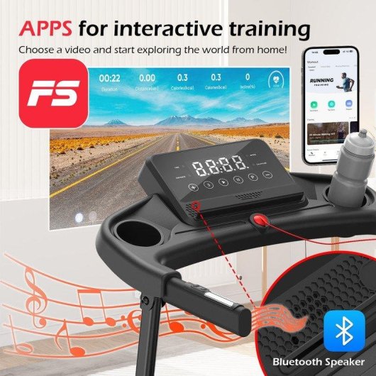 Cinta de correr plegable HomeFitnessCode 1-12 km/h 12 programas Bluetooth