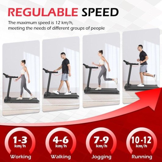 Cinta de correr plegable HomeFitnessCode 1-12 km/h 12 programas Bluetooth