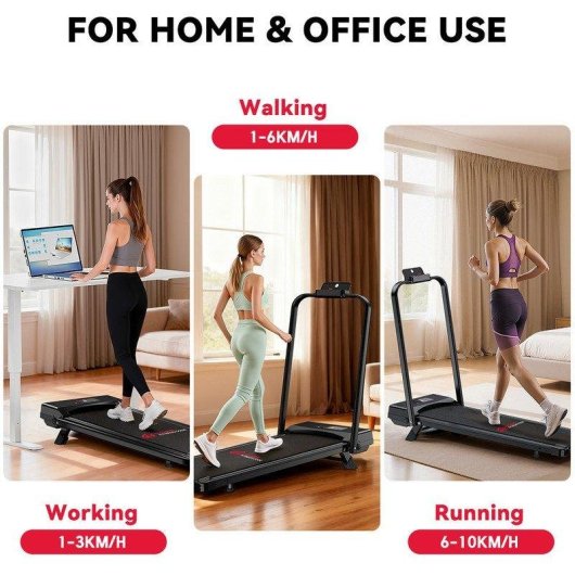 Cinta de correr HomeFitnessCode 4 en 1 plegable 2,5 HP pantalla LED 120 kg