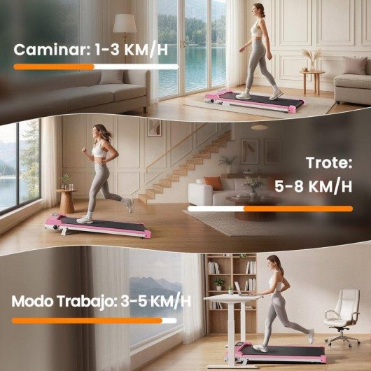 Cinta de correr HomeFitnessCode Walking Pad Rose motor 2,5 HP inclinación 8%