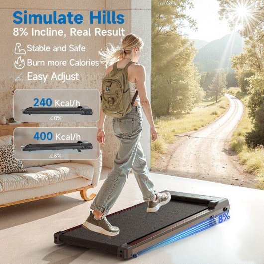 Cinta de correr HomeFitnessCode 4 en 1 7% inclinación 2,5 CV velocidad 1-8 km/h 130 kg