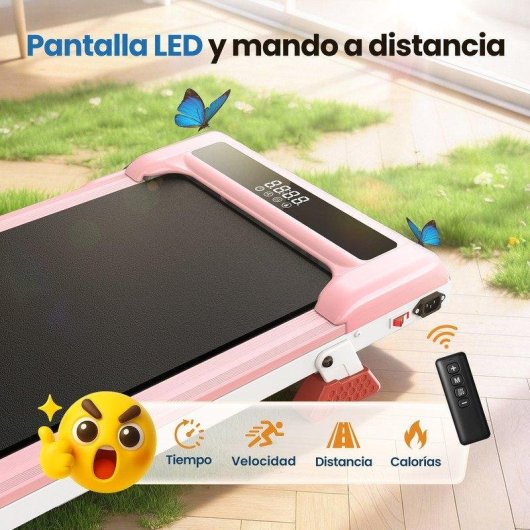 Cinta de correr HomeFitnessCode 1-10 km/h 3,0 CV Inclinación 0-8% Rosa