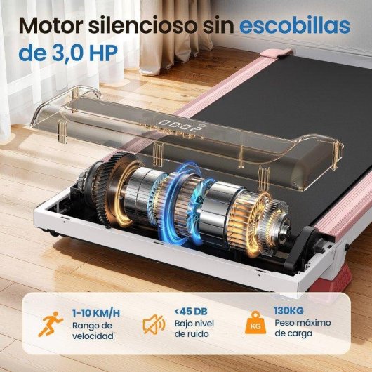 Cinta de correr HomeFitnessCode 1-10 km/h 3,0 CV Inclinación 0-8% Rosa