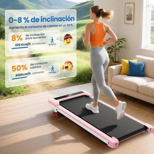 Cinta de correr HomeFitnessCode 1-10 km/h 3,0 CV Inclinación 0-8% Rosa