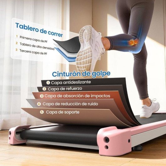 Cinta de correr HomeFitnessCode 1-10 km/h 3,0 CV Inclinación 0-8% Rosa
