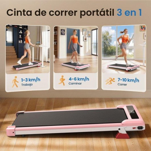 Cinta de correr HomeFitnessCode 1-10 km/h 3,0 CV Inclinación 0-8% Rosa