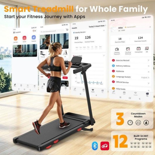 Cinta de Correr Plegable HomeFitnessCode Inclinación 15% 3,0 HP 12 Programas